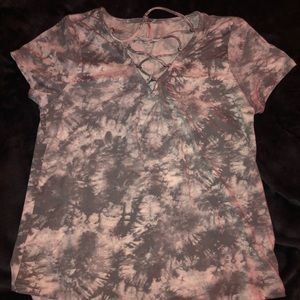 Gray Tie Dye Cross Tie Shirt